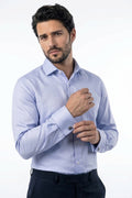Ice Blue Herringbone French Cuff Shirt 2-Ply