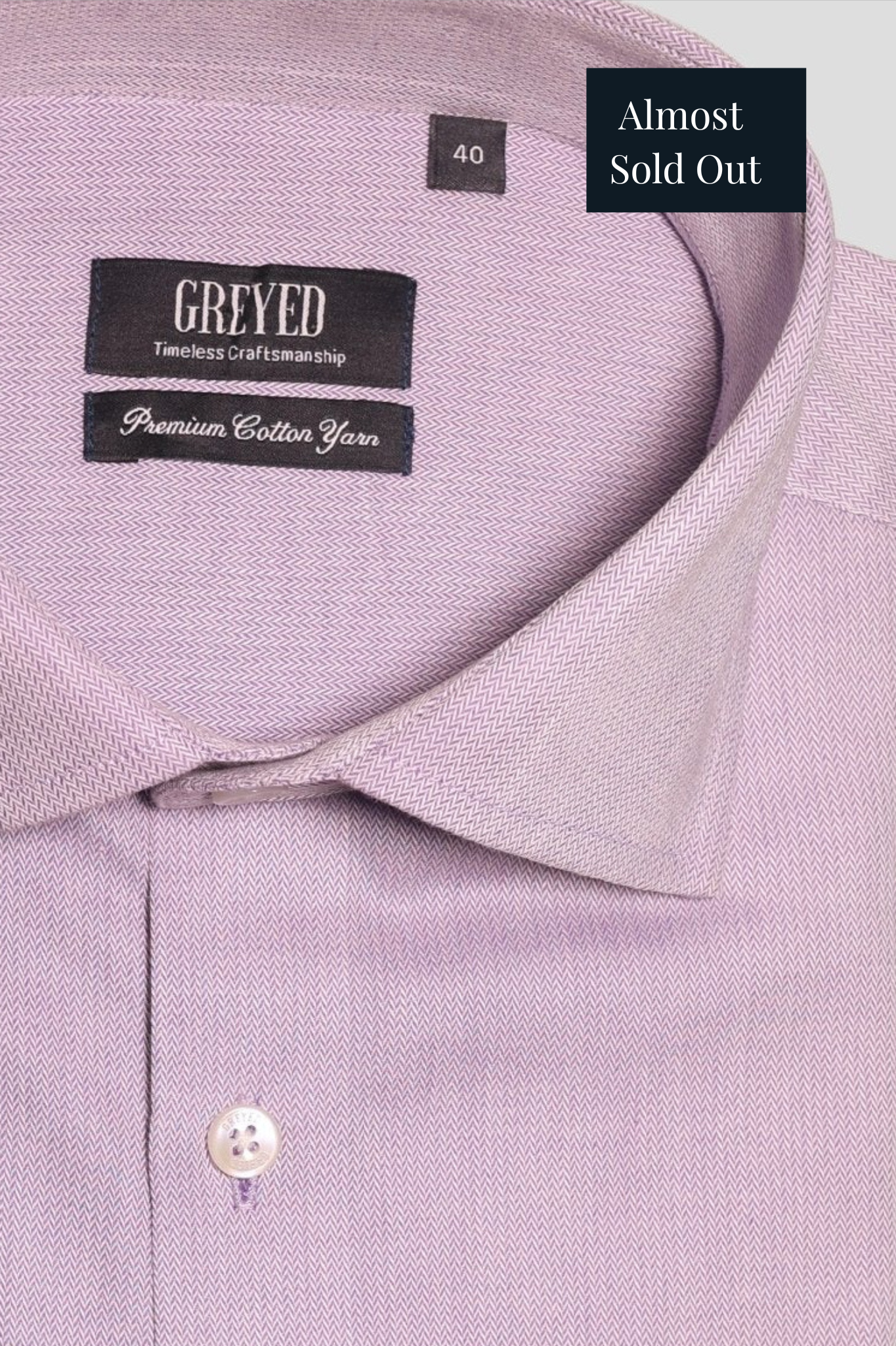 Lavender Herringbone French Cuff Shirt 80s 2Ply